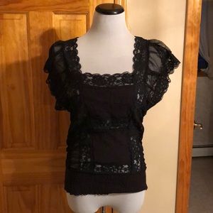 Free People Black lace top